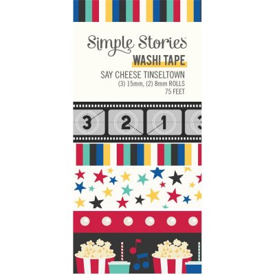 Say Cheese Tinseltown movie Washi Tape rolls - Washitejprullar med filmtema från Simple Stories