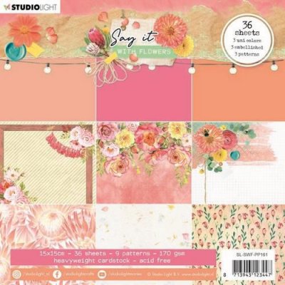 Say it with flowers pattern paper pack 161 - Mönstrade papper från Studio Light 15x15 cm