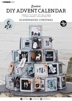 SCANDINAVIAN CHRISTMAS DIY ADVENT CALENDAR Die Cut Block Essentials nr.29 - Gör din egen adventskalender från Studio Light A4