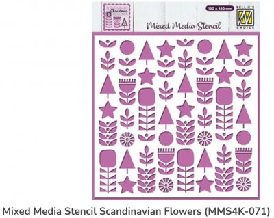 SCANDINAVIAN FLOWERS stencil - Schablon med blommor från Nellie Snellen 15x15 cm