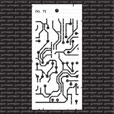 SCHABLON 71 circuit kretskort från Gummiapan 10x21 cm