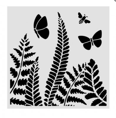 FERN leaf stencil - Schablon med ormbunksblad från Stamperia 18x18 cm