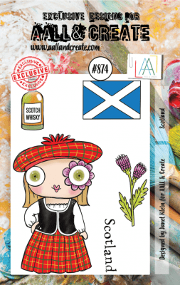 SCOTLAND girl clear stamp set - Stämpelset med Skottlandtema från Janet Klein AALL & Create A7