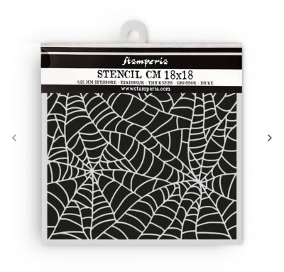 SPIDER cob web PATTERN STENCIL - Schablon med spindelnät Whispering woods Stamperia 18x18 cm