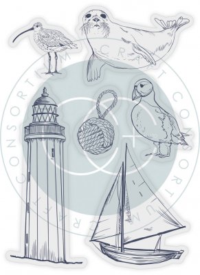 Sea & Shore Shore Clear Stamps - Stämpelset med havstema från Craft Consortium 10x15 cm