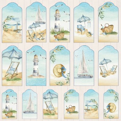 Seaside tags collection 12x12 - Etiketter med havstema från Reprint 30x30 cm