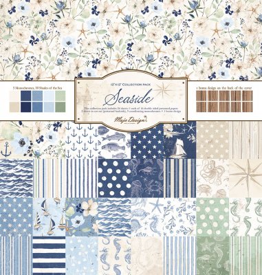 SEASIDE paper pack 12x12 - Mönsterpapper med havstema från Maja Design 30x30 cm