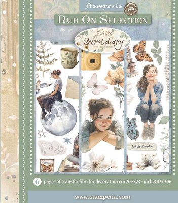 SECRET DIARY RUBON ASSORTMENT - Block med gnuggisar från Stamperia 20x23 cm