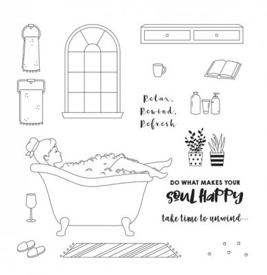 Self love relax me time clear stamp set - Stämpelset med egentidstema spa från Fun stampers journey