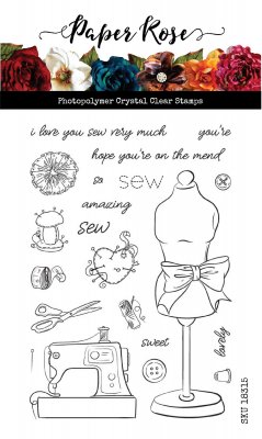 Sew lovely clear stamp set - Stämpelset med sömnadstema från Paper Rose Studio 4*6