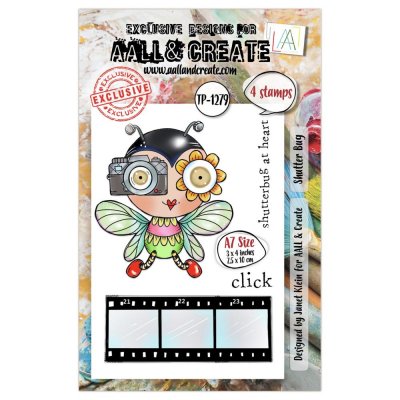 SHUTTER BUG CLEAR STAMP SET - Stämpelset med insektskameratjej från AALL & Create A7