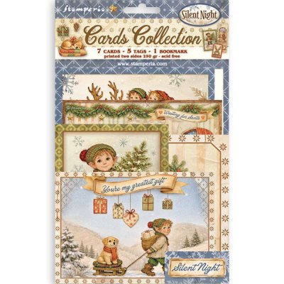 SILENT NIGHT cards collection - Utstansade bilder med jultema från Stamperia