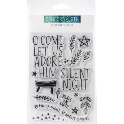 Silent night Christmas religion clear stamp set - Stämpelset med engelska texter från Concord & 9th 10x15 cm