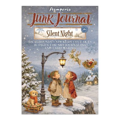 SILENT NIGHT junk journal stickers, backgrounds, cut-outs - Dekorationer med jultema från Stamperia A4