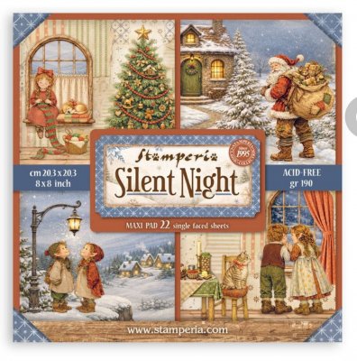 SILENT NIGHT maxi pad single face sheets 8x8 from Stamperia 20x20 cm