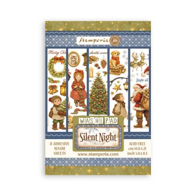 SILENT NIGHT washi pad - Mönstertejp från Stamperia med jultema A5