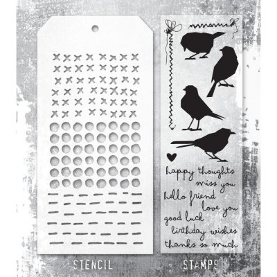 SILHOUETTE BIRDS stamp and stencil set from Tim Holtz Stamper's anonymous