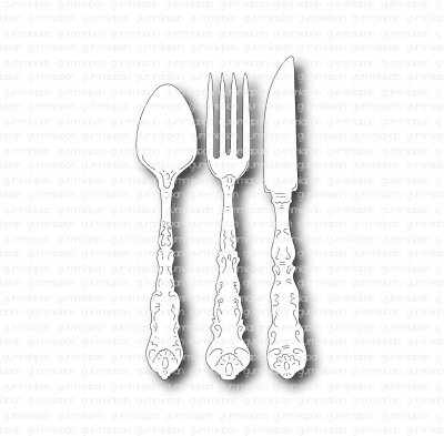 Silverbestick (cutlery die set) - Stansmallar från Gummiapan 1,4x6,8 + 1x7 + 0,9x7,4 cm