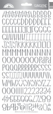 Silver foil sunshine alphabet stickers - Silverfärgade bokstavsstickers från Doodlebug designs