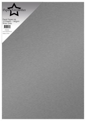 SILVER GREY GRAY pearl paper 140gsm (10pcs) - Silvergråa papper från Paper Favourites A4