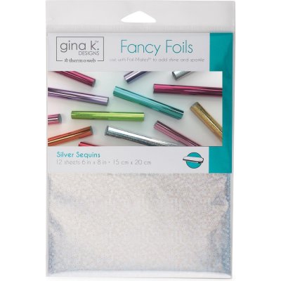 Silver sequins fancy foil 6x8 (12) - Metallfolie från Gina K 15x20 cm