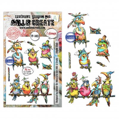 SIR CHIRPS-A-LOT bird clear stamp set - Stämpelset med fåglar från AALL & Create A6