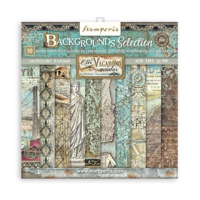 Sir Vagabond Aviator 8x8 Inch Paper Pack BACKGROUNDS from Stamperia 20x20 cm