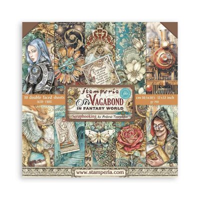 Sir Vagabond in Fantasy World 12x12 Inch Paper Pack Mönsterpapper från Stamperia 30x30 cm