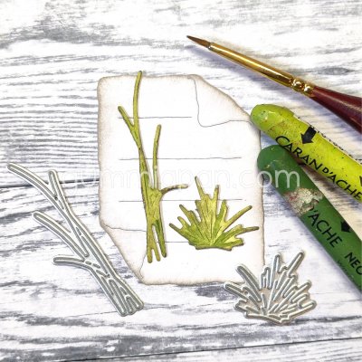 Seaweed die set SJÖGRÄS from Gummiapan ca 23x20 & 13x49 mm