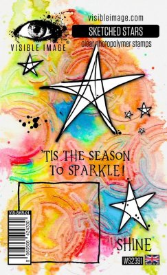 SKETCHED STARS clear stamp set - Stämpelset med stjärnor från Visible image A6