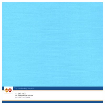 SKY BLUE Linen Cardstock 30,5x30,5 cm (10pcs) - Himmelsblå papper från Card Deco