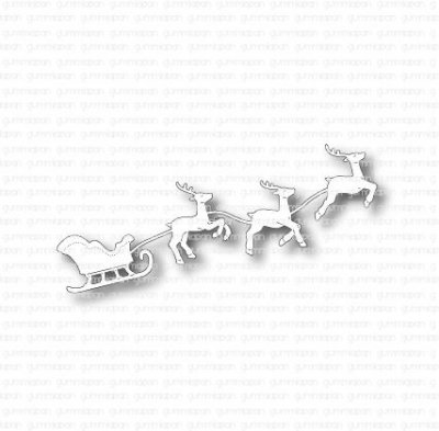 SLÄDE MED RENAR sleigh with reindeer die from Gummiapan ca 79,5x37 mm