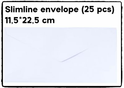 Slimline envelope kit (25 pcs) - 25 st avlånga vita kuvert från Florence 11,5*22,5 cm