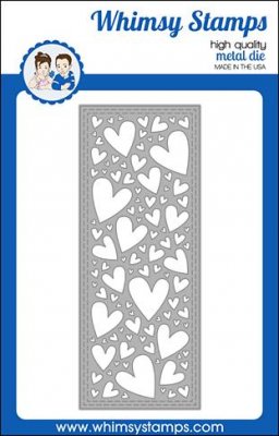 Slimline hearts background die - Avlång stansmall med hjärtan från Denise Lynn & Deb Davies / Whimsy Stamps