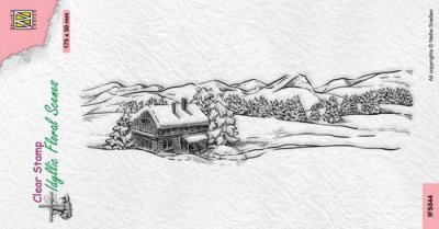 FÖRBESTÄLLNING Slimline Snow landscape clear stamp - Stämpel med vinterlandskap från Nellie Snellen 17,5x5 cm
