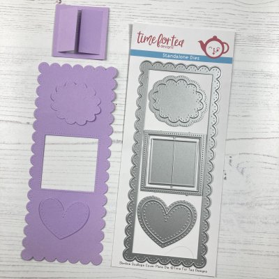 Slimline scalloped frame die set - Stansmallar för avlånga kort från Time for tea 20,8x8,5 cm