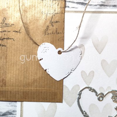 Torn heart tag die from Gummiapan ca 34 x 29 mm