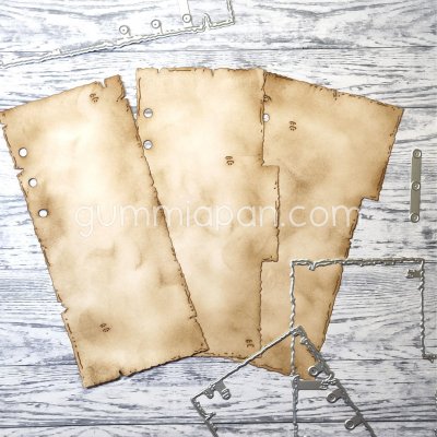 SLITET SMALT ALBUMstansmallar från Gummiapan ca 91x181,5 mm, 92x182 mm, 89 x 181,5 mm samt platta med 3 hål Ø 5 mm