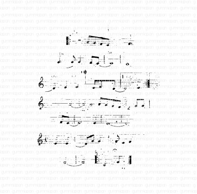 Torn music notes rubber stamp - Slitna musiknoter stämpel från Gummiapan 6,9x8,1 cm