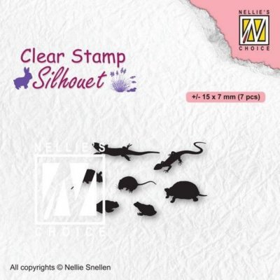 SMALL ANIMALS Silhouette Clear Stamp set - Stämpelset med små djurstämplar från Nellie Snellen