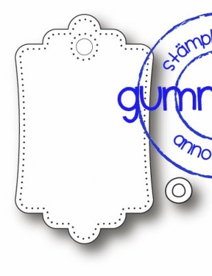 Small pierced tag - Stansmall från Gummiapan Ca 42 x 70 mm, Ø 8 mm