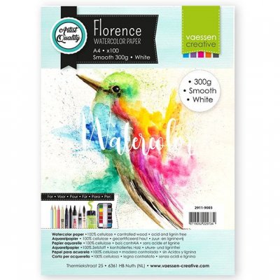 Smooth white water color paper A4 - 100 st 300-grams akvarellpapper från Florence / Vaessen Creative