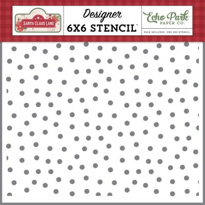 Snowfall stencil dots - Schablon med prickar snöflingor från Echo Park 15x15 cm