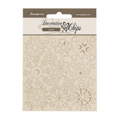 SNOWFLAKES DEWDROPS decorative chips from Stamperia 14x14 cm