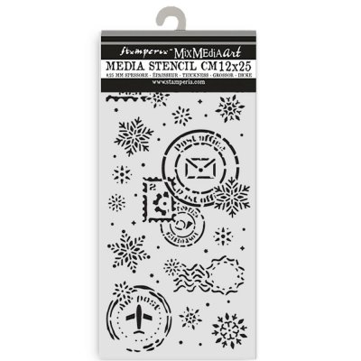 Gear up for Christmas Thick Stencil 12x25cm Snowflakes - Schablon med snöflingor från Stamperia