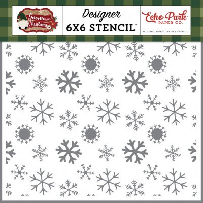 Snow globe stencil snowflake Winter - Schablon med snöflingor från Echo Park 15x15 cm