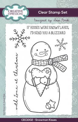 SNOWMAN KISSES clear stamp set - Stämpelset med snögubbe från Sam Poole Creative Expressions A6