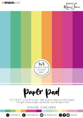 Solid colors paper pack - Enfärgade papper från Studio Light A5