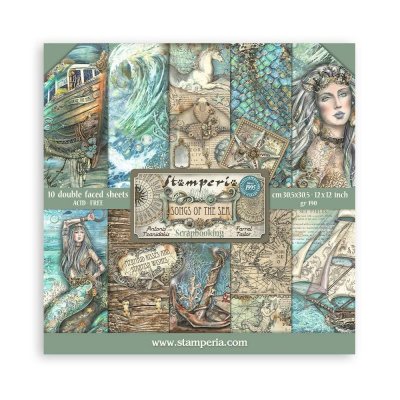 SONGS OF THE SEA paper pack 12X12 - Mönsterpapper med havstema från Stamperia 30X30 cm