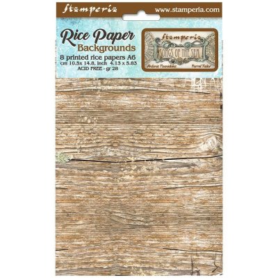 SONGS OF THE SEA rice paper backgrounds (8pcs) - Rispapper med havstema från Stamperia A6